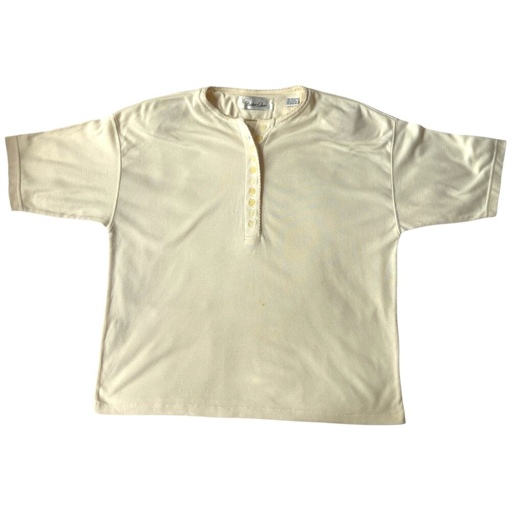 Hunter’s Glen ivory henley short sleeve tee L vintage 90s